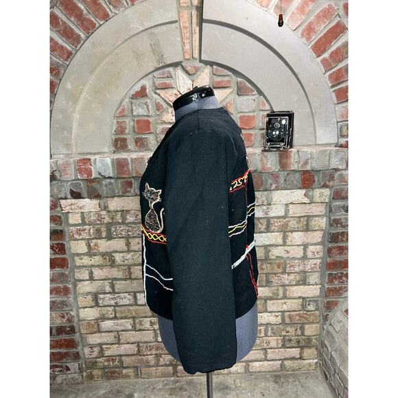 Jacket embroidered cat funky glass buttons - Picture 7 of 13